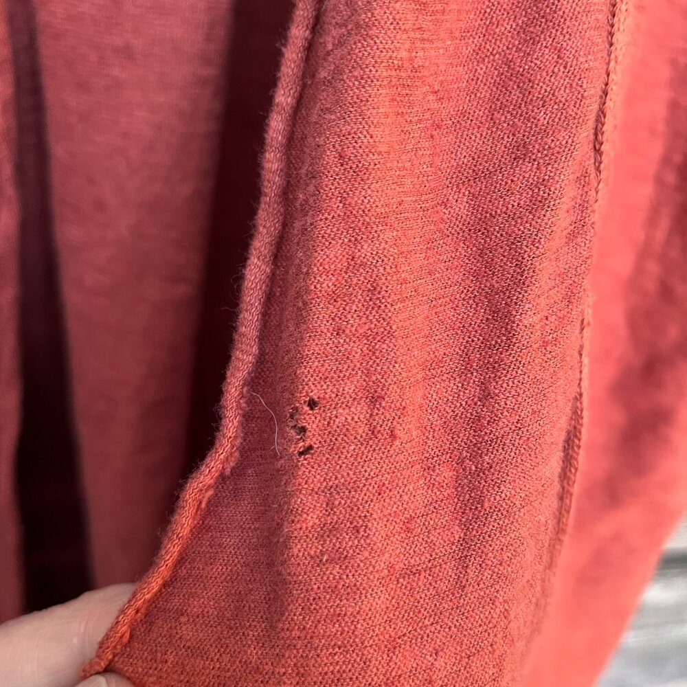 Cut Loose Rust-Brown Cotton-Linen Long Open Vest XL - Picture 3 of 5